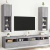 Szafki TV, z LED, 2 szt., szary dąb sonoma, 30,5x30x102 cm