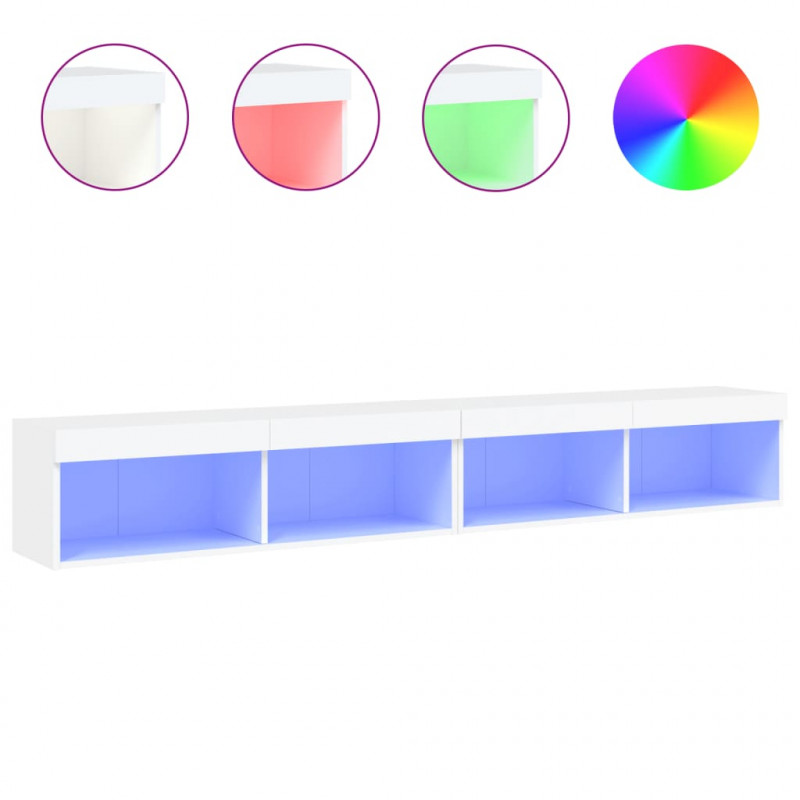 Szafki TV, z LED, 2 szt., białe, 100x30x30 cm