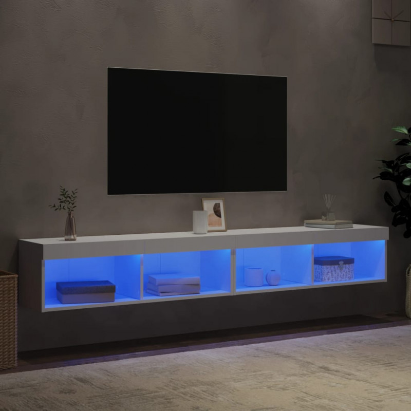 Szafki TV, z LED, 2 szt., białe, 100x30x30 cm