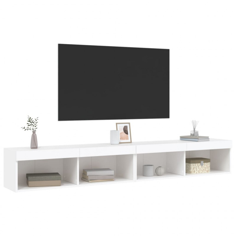 Szafki TV, z LED, 2 szt., białe, 100x30x30 cm