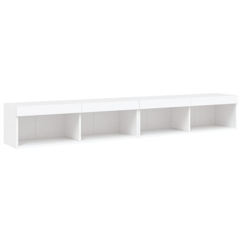 Szafki TV, z LED, 2 szt., białe, 100x30x30 cm