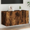 Ścienna szafka TV z LED, przydymiony dąb, 80x35x41 cm