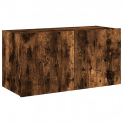 Ścienna szafka TV z LED, przydymiony dąb, 80x35x41 cm