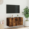 Ścienna szafka TV z LED, przydymiony dąb, 80x35x41 cm