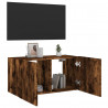 Ścienna szafka TV z LED, przydymiony dąb, 80x35x41 cm