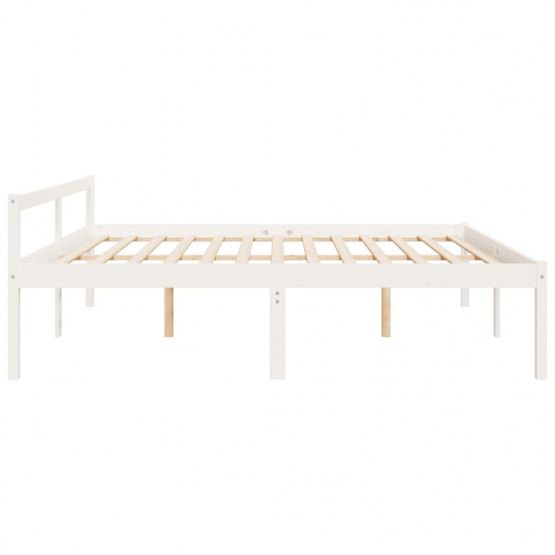 Łóżko dla seniora, białe, 200x200 cm, lite drewno sosnowe