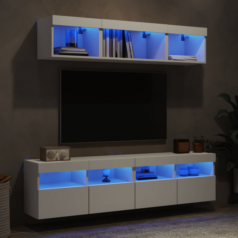 5-częściowy zestaw mebli TV z LED, biały