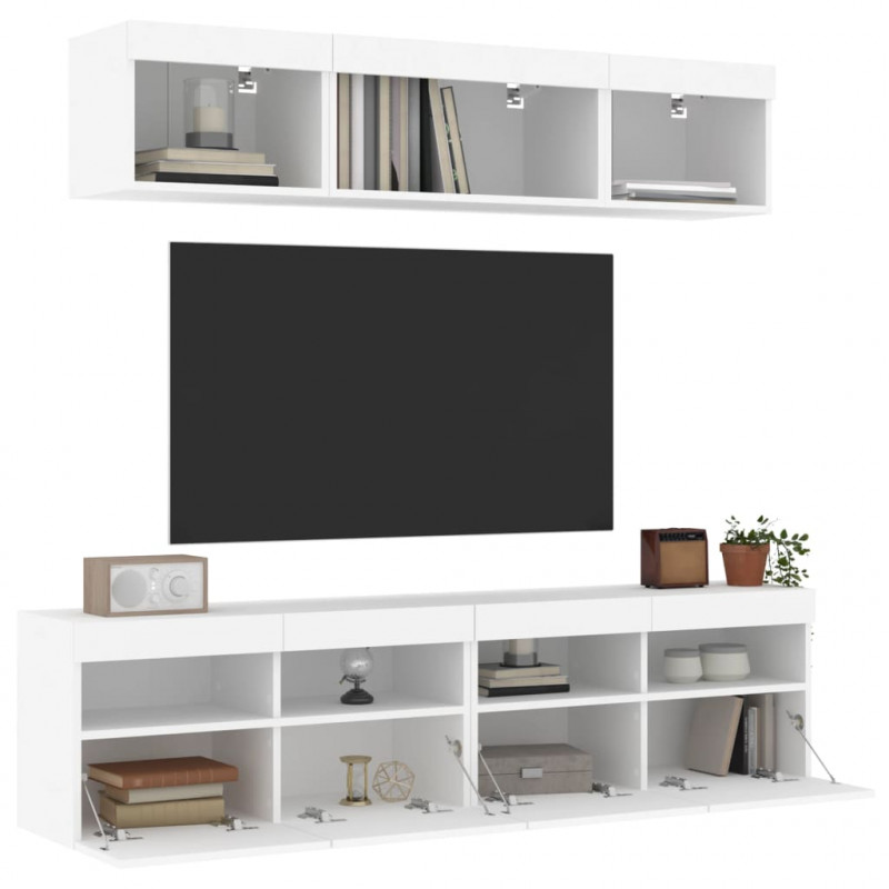 5-częściowy zestaw mebli TV z LED, biały