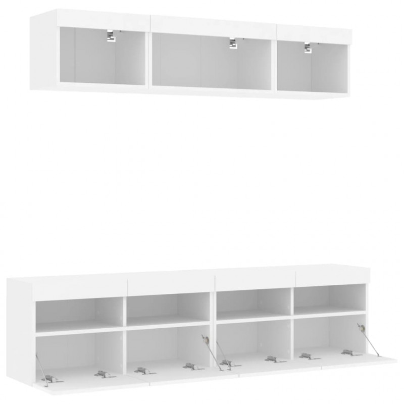 5-częściowy zestaw mebli TV z LED, biały
