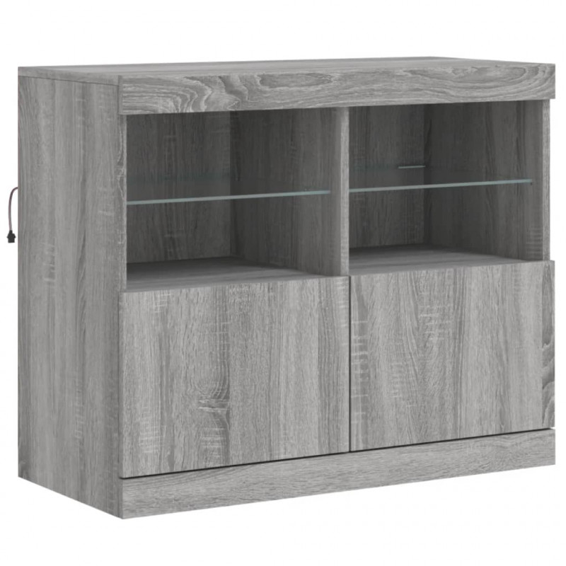 Szafka z oświetleniem LED, szary dąb sonoma, 81x37x67 cm