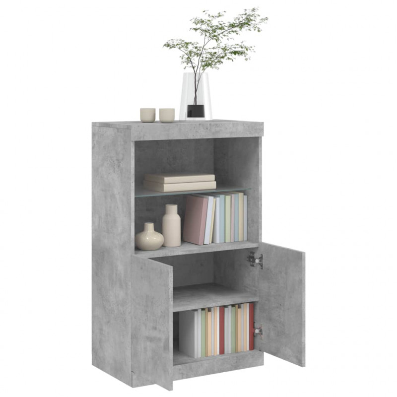 Szafka z oświetleniem LED, szarość betonu, 60,5x37x100 cm