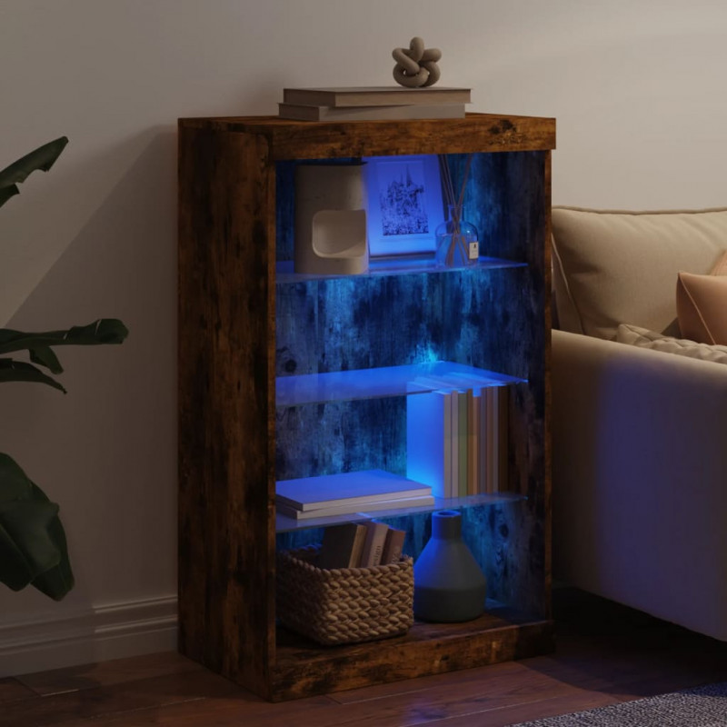 Szafka z oświetleniem LED, przydymiony dąb, 60,5x37x100 cm