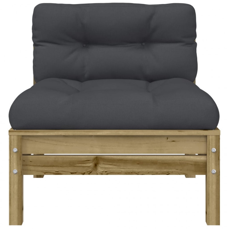 Sofa ogrodowa bez podłokietników, poduszki, impregnowana sosna