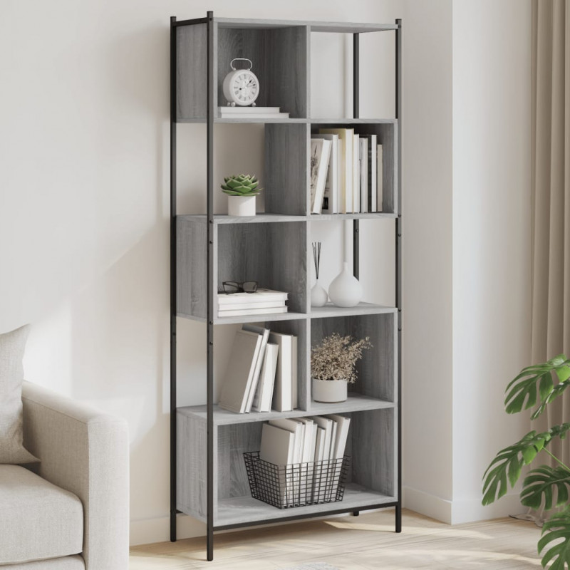 Regał, szary dąb sonoma, 72x28x172 cm, materiał drewnopochodny