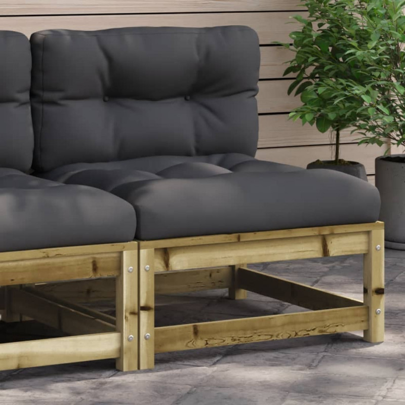 Sofa ogrodowa bez podłokietników, z poduszkami, sosnowa