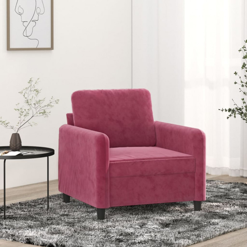 Fotel, winna czerwień, 60 cm, obity aksamitem