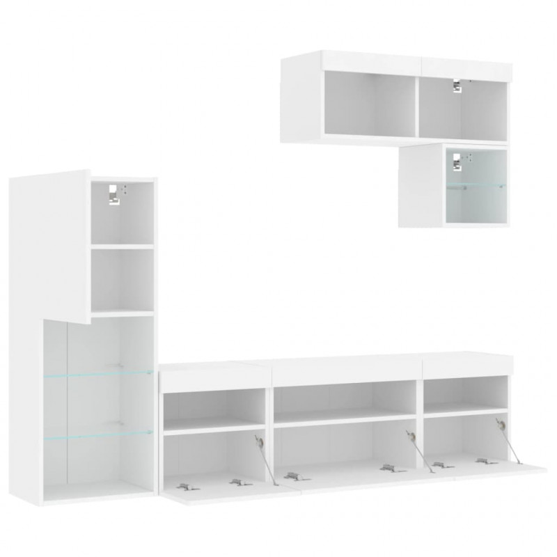 6-częściowy zestaw mebli TV z LED, biały