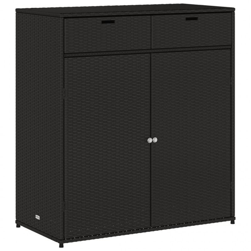 Szafka ogrodowa, czarna, 105x55x113 cm, polirattan