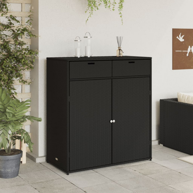 Szafka ogrodowa, czarna, 105x55x113 cm, polirattan