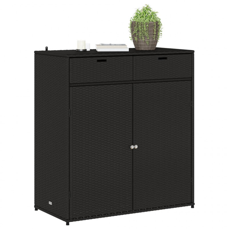 Szafka ogrodowa, czarna, 105x55x113 cm, polirattan