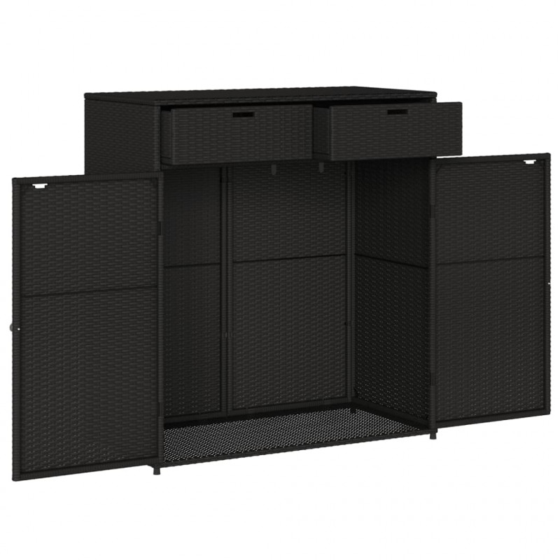 Szafka ogrodowa, czarna, 105x55x113 cm, polirattan