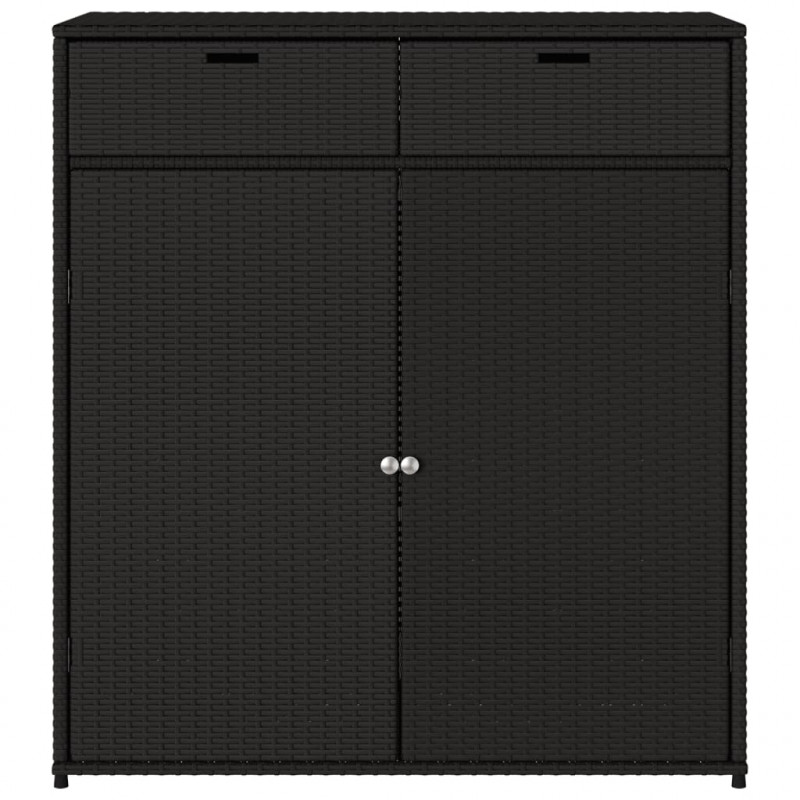 Szafka ogrodowa, czarna, 105x55x113 cm, polirattan