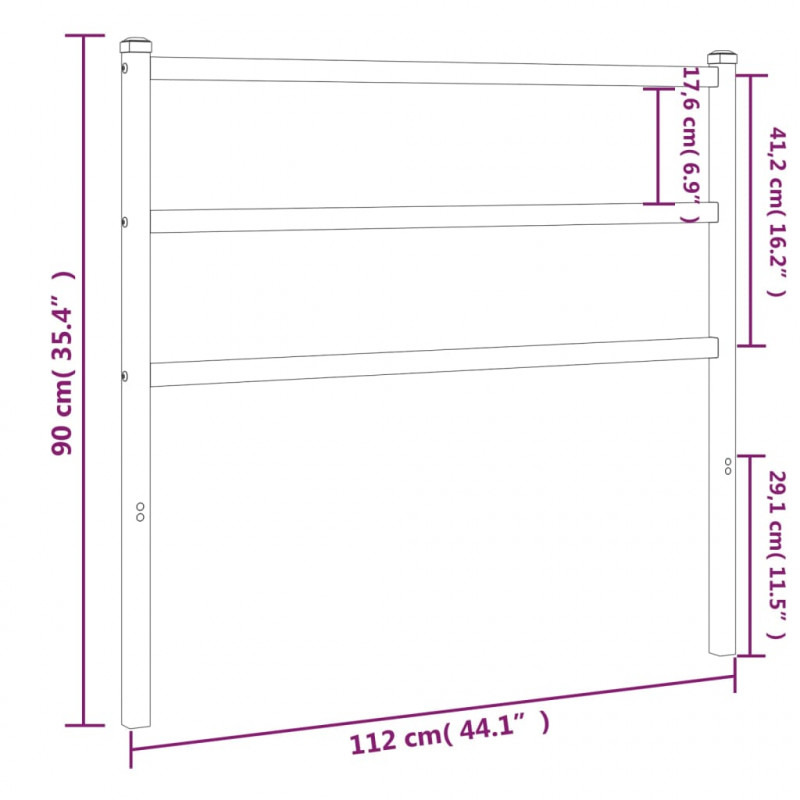 Metalowe wezgłowie, czarne, 107 cm