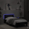 Rama łóżka z wezgłowiem i LED, czarna, 90x200 cm