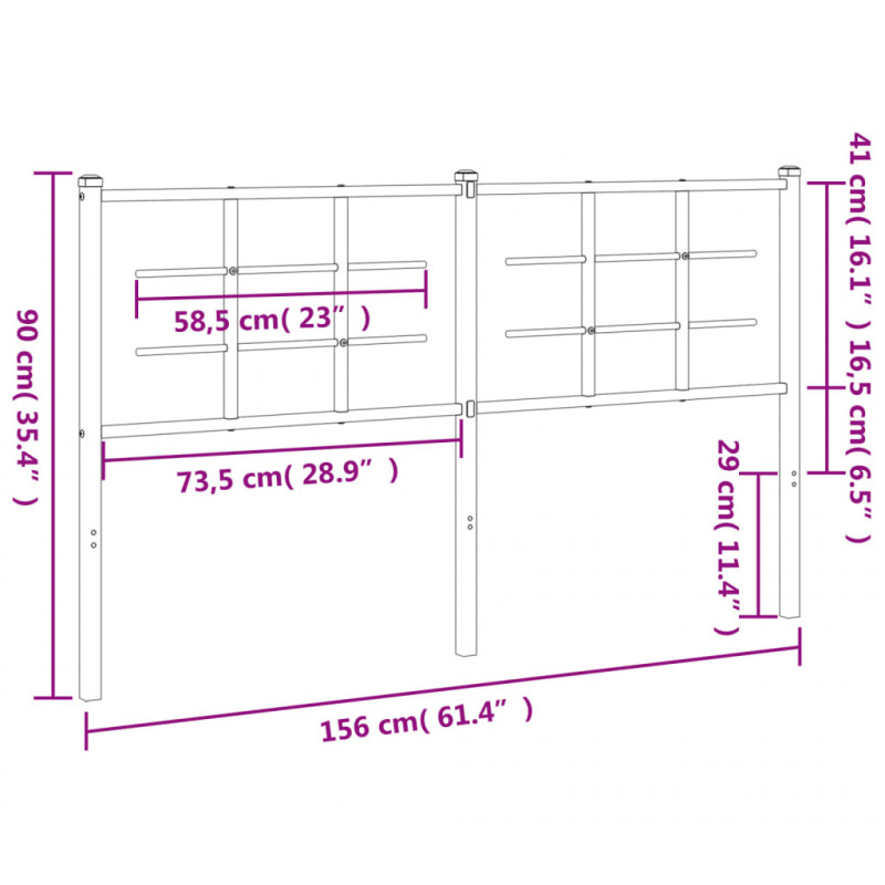 Metalowe wezgłowie, białe, 150 cm