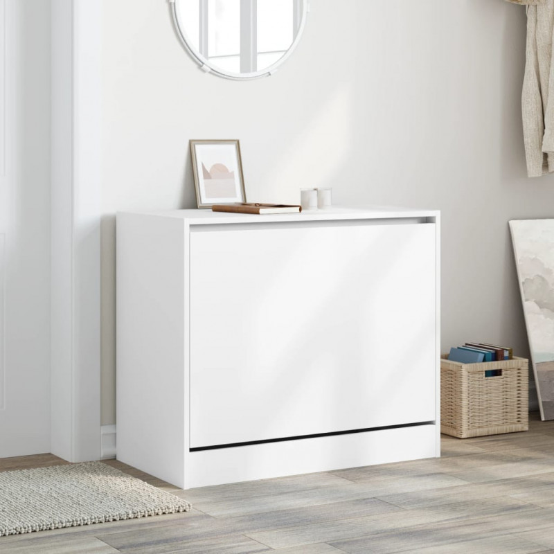 Szafka na buty, biała, 80x42x69 cm, materiał drewnopochodny