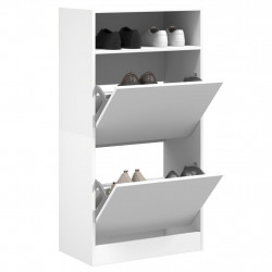 Szafka na buty, biała, 60x34x116 cm, materiał drewnopochodny