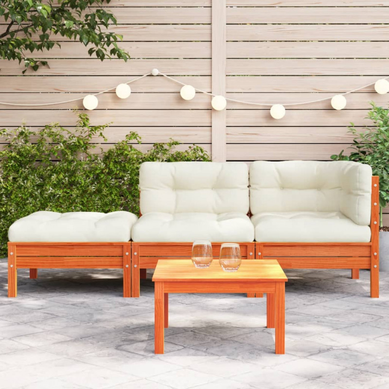 Sofa ogrodowa z poduszkami i podnóżkiem, 2-osobowa