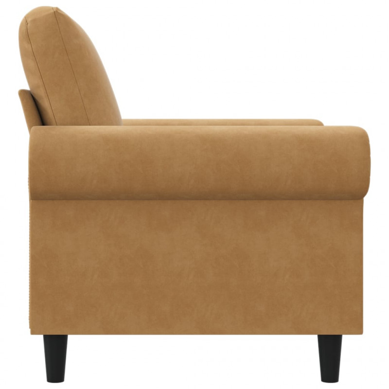 Fotel, brązowy, 60 cm, obity aksamitem