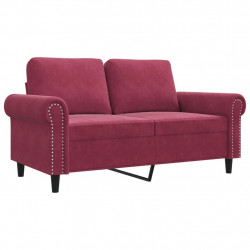 Sofa 2-osobowa, winna czerwień, 120 cm, tapicerowana aksamitem