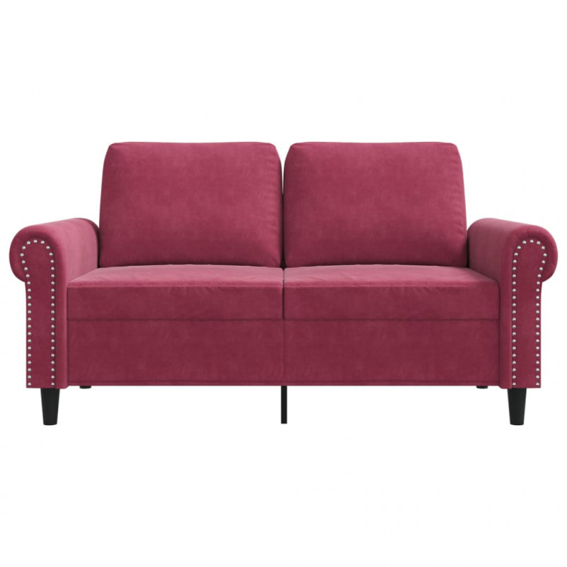 Sofa 2-osobowa, winna czerwień, 120 cm, tapicerowana aksamitem
