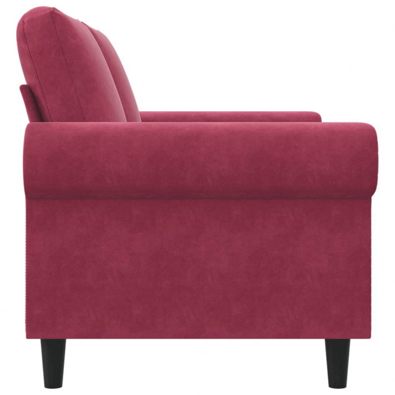 Sofa 2-osobowa, winna czerwień, 120 cm, tapicerowana aksamitem