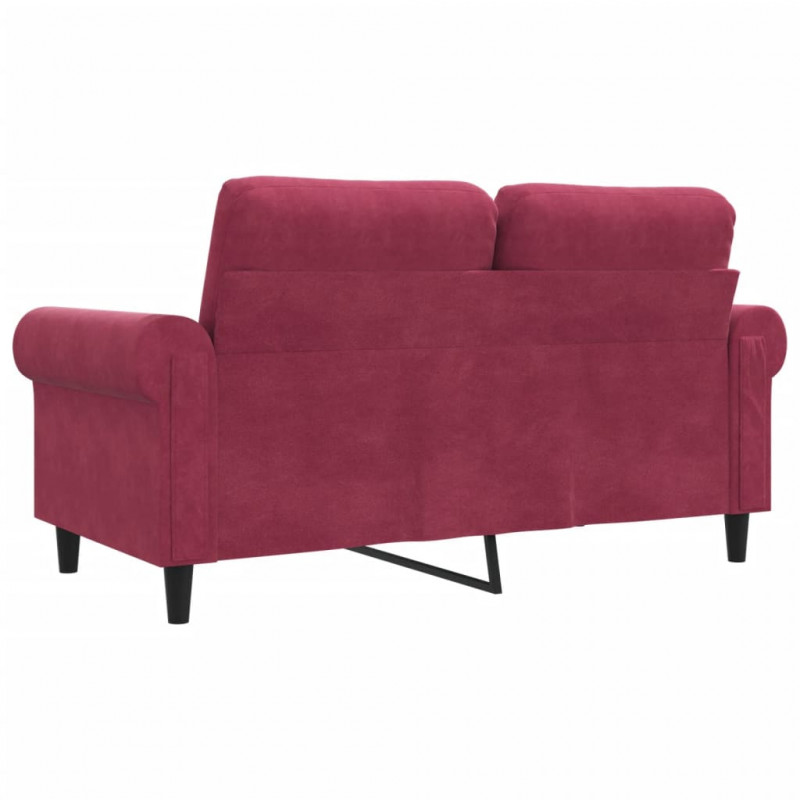 Sofa 2-osobowa, winna czerwień, 120 cm, tapicerowana aksamitem