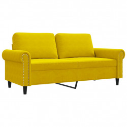 Sofa 2-osobowa, żółta, 140 cm, tapicerowana aksamitem