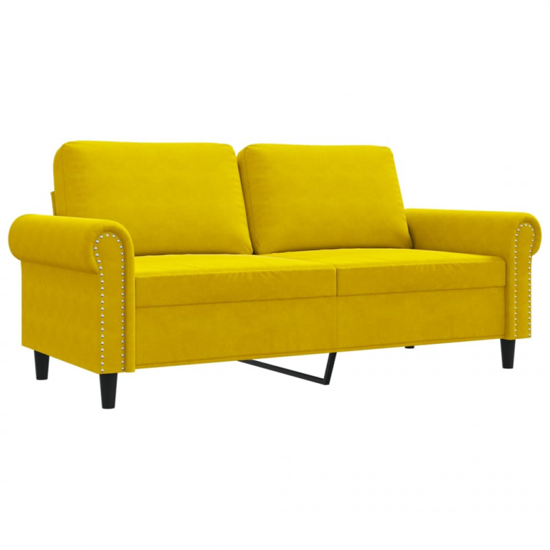 Sofa 2-osobowa, żółta, 140 cm, tapicerowana aksamitem