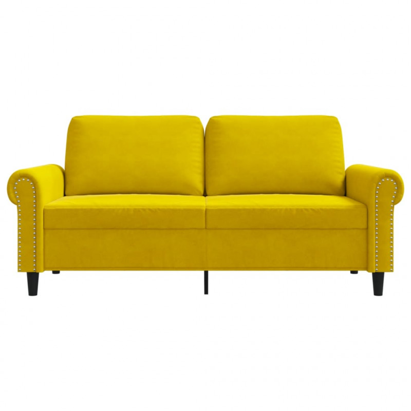 Sofa 2-osobowa, żółta, 140 cm, tapicerowana aksamitem