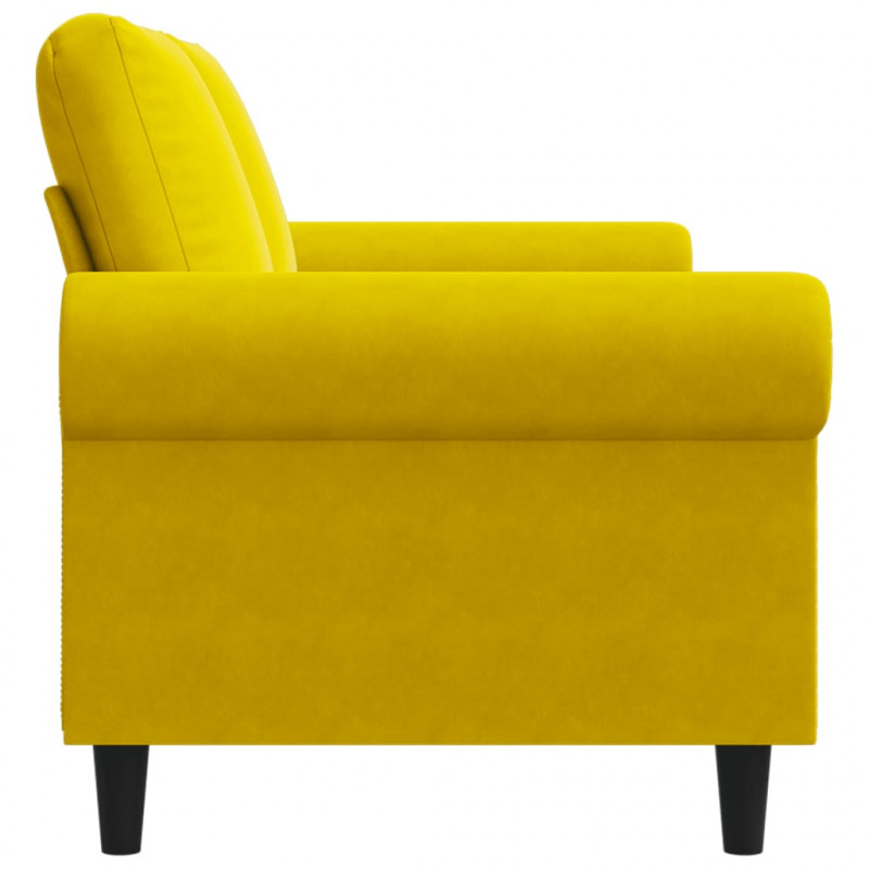 Sofa 2-osobowa, żółta, 140 cm, tapicerowana aksamitem