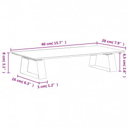 Podstawka pod monitor, czarna, 40x20x8 cm, szkło i metal