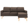 3-osobowa sofa z podnóżkiem, brązowa, tapicerowana tkaniną