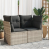 Sofa ogrodowa z poduszkami, 2-osobowa, jasnoszara, polirattan