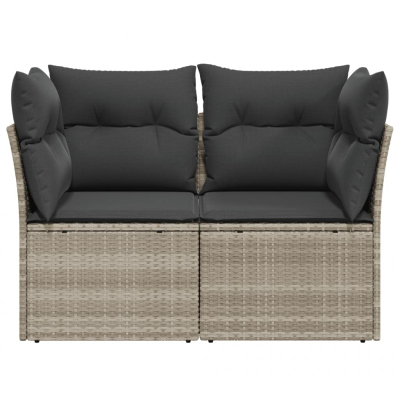 Sofa ogrodowa z poduszkami, 2-osobowa, jasnoszara, polirattan