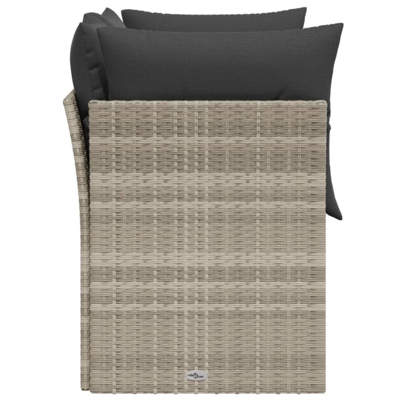 Sofa ogrodowa z poduszkami, 2-osobowa, jasnoszara, polirattan
