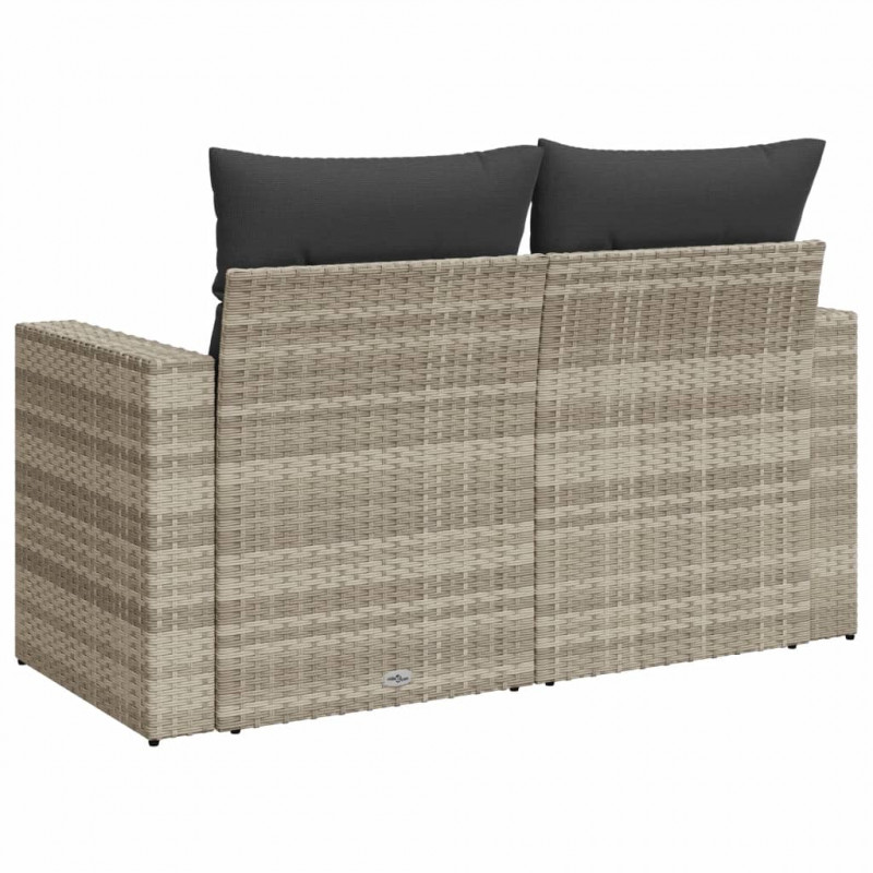 Sofa ogrodowa z poduszkami, 2-osobowa, jasnoszara, polirattan