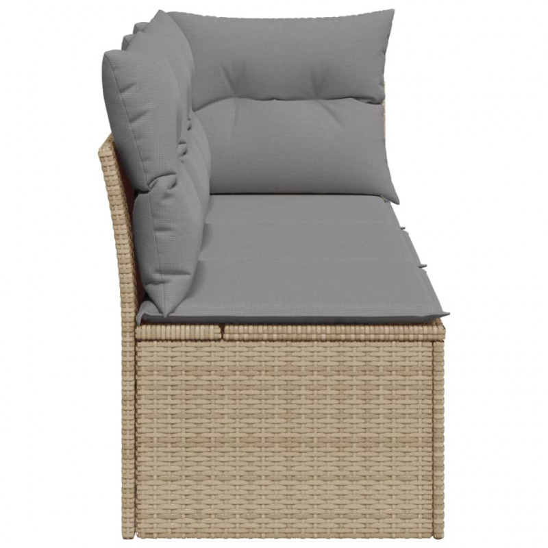 Sofa ogrodowa z poduszkami, 3-osobowa, beż, polirattan