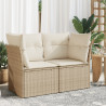 Sofa ogrodowa z poduszkami, 2-osobowa, beż, polirattan