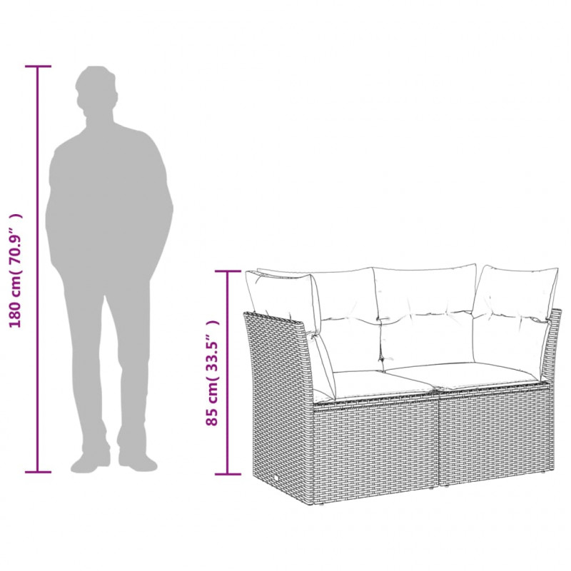 Sofa ogrodowa z poduszkami, 2-osobowa, beż, polirattan
